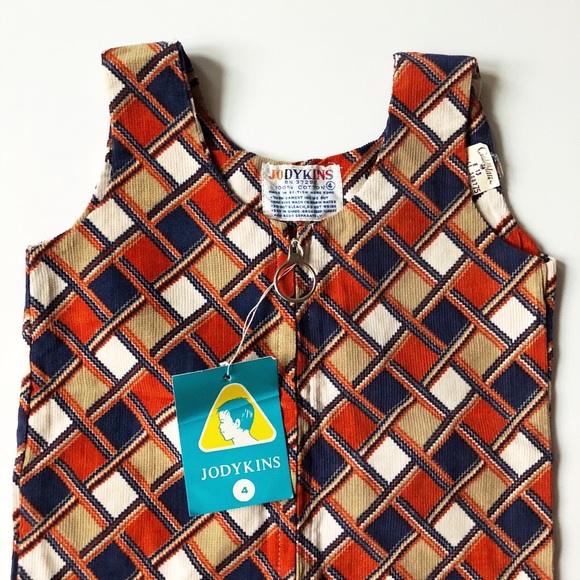 Vintage Kids Overalls - 70s Plaid Corduroy Jumper, Kids Outfit, Boys Outfit - Picture 4 of 5